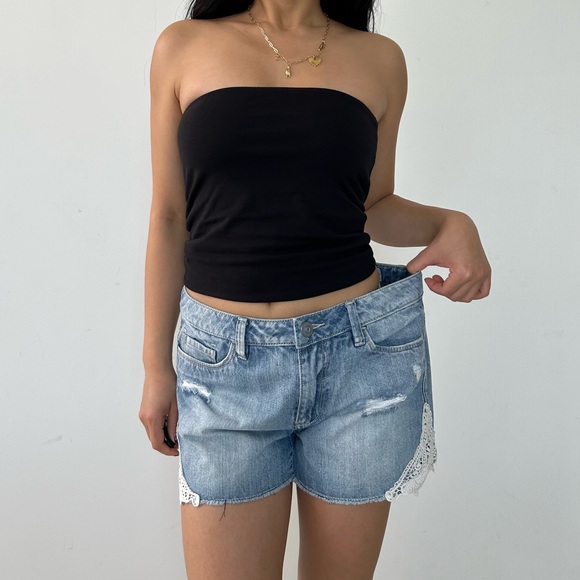 EDC by Esprit Lace Trim Denim Shorts - W30 - Picture 2 of 4
